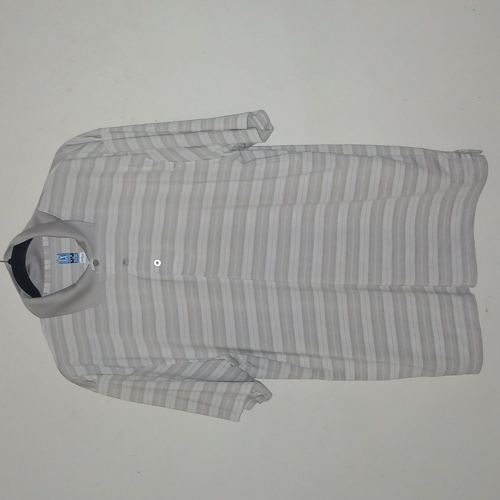 PGA Tour Mens Polo Gray Stripped Shirt Golf‎ Airflux Size XL